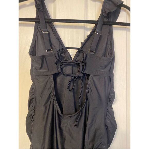 NWT Cupshe One Piece Ruffle Strap Deep V-Back Swim Suit Size S - Picture 5 of 10